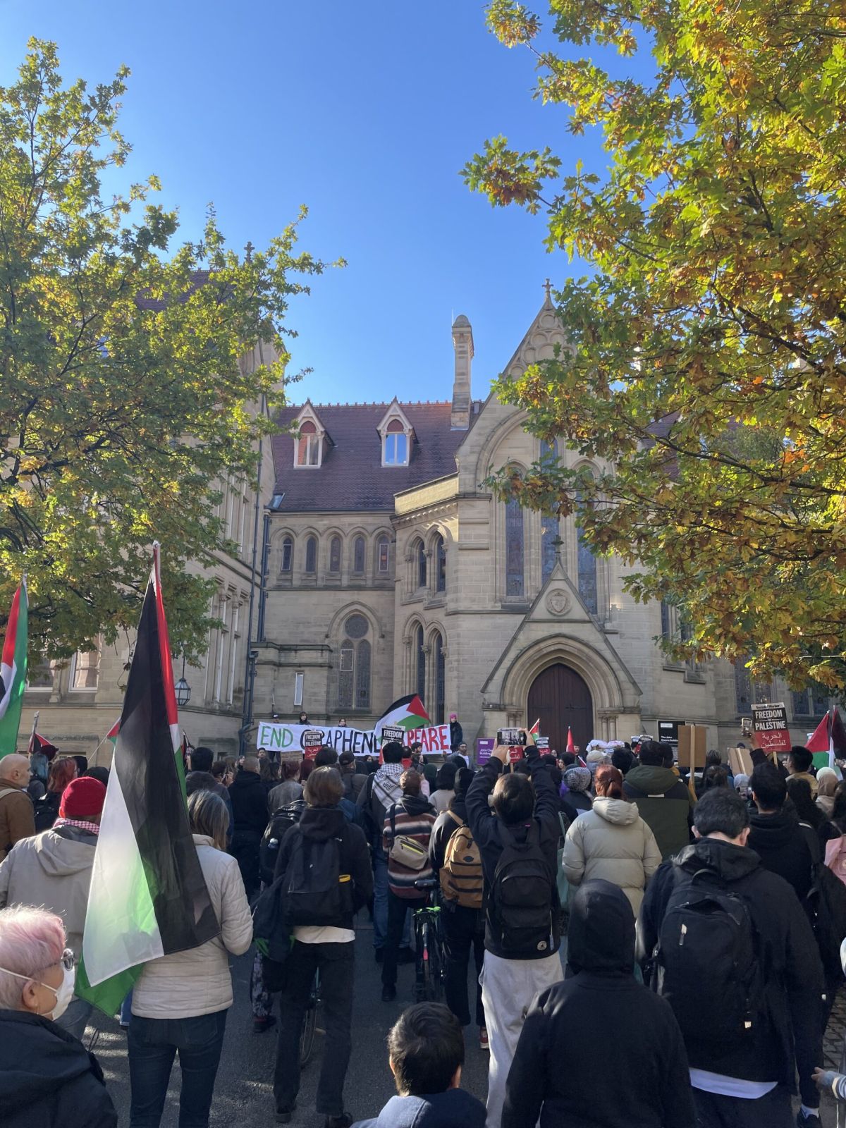 “Shame on you!”: Protesters condemn University of Manchester during pro-Palestine protest