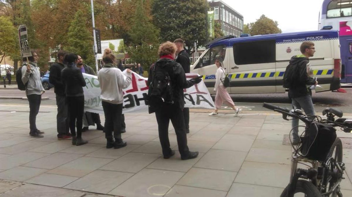 BDS protest cut short by van of police officers