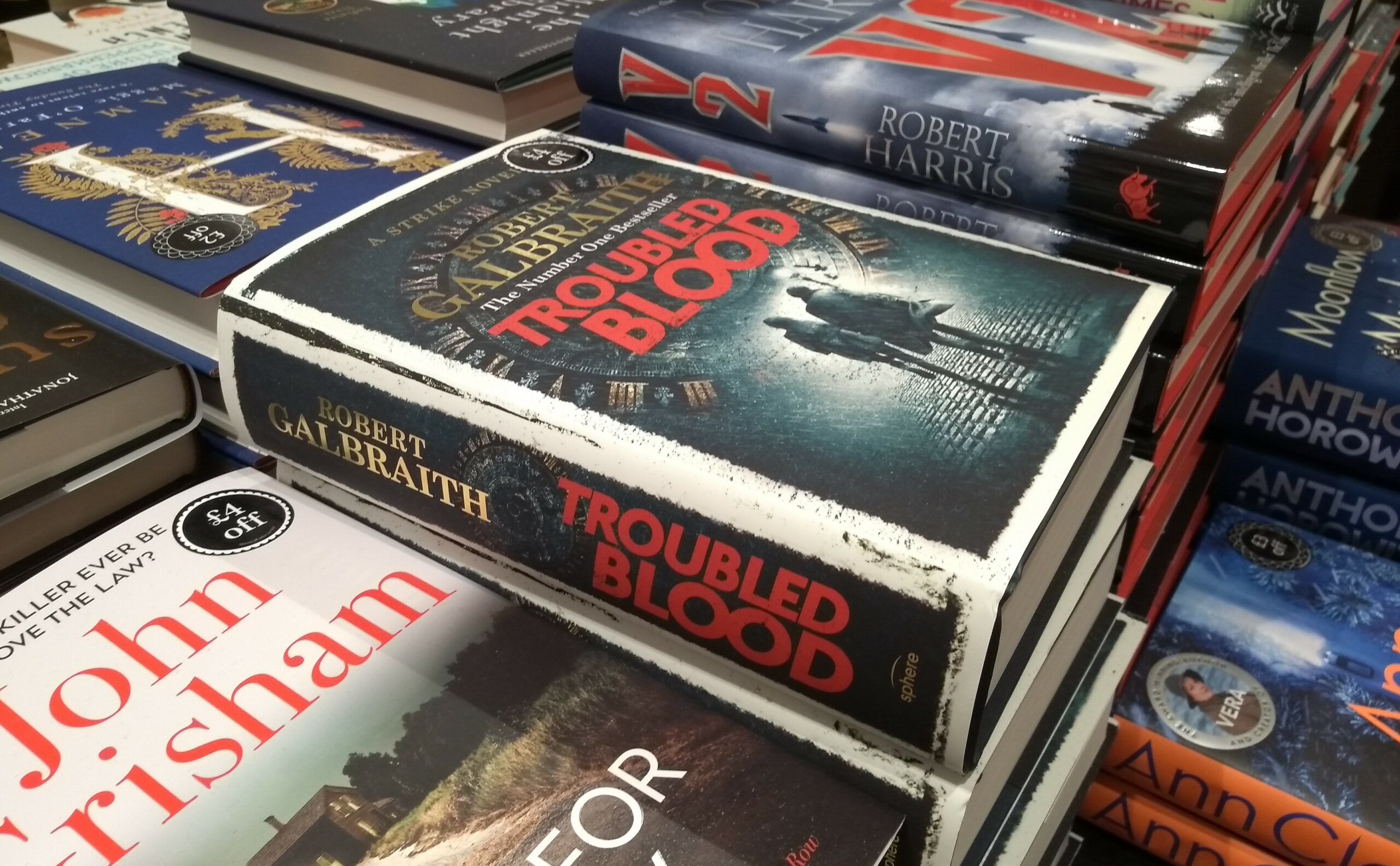 Troubled Blood on sale in bookshop