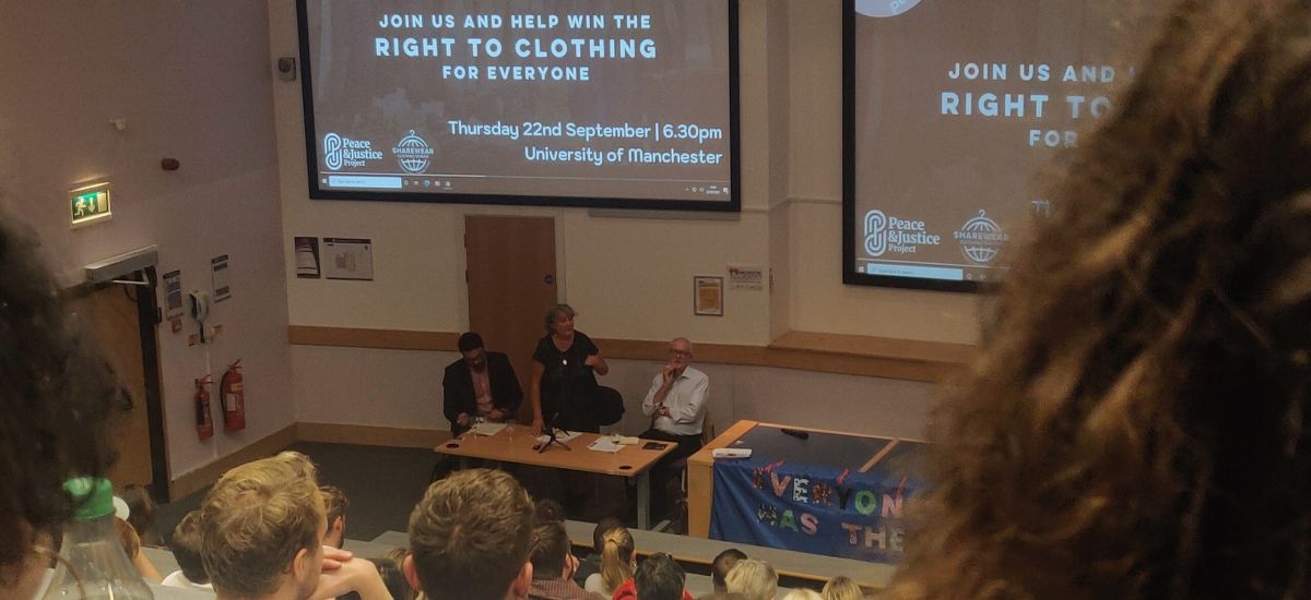 Jeremy Corbyn speaks to students at the Right to Clothing Campaign launch