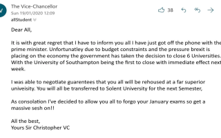 Southampton students subject to exam cancellation hoax