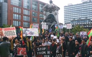 Piccadilly Gardens taken over by Kurdish Protesters