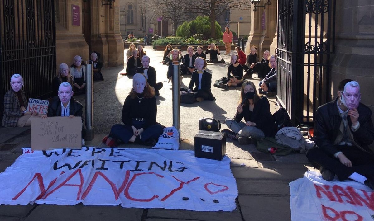 #NancyOut Campaign stage sit-in at the University of Manchester