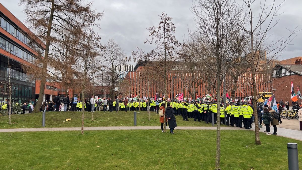 Protestors converge on University Green