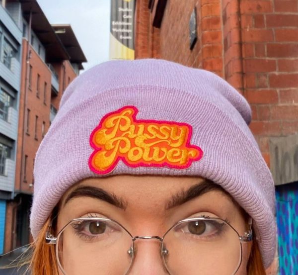 Pussy power embroidered patch on beanie