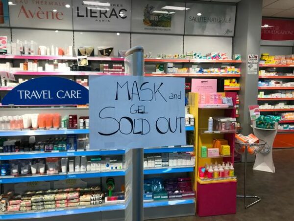 Shops in Italy are running out of masks and hand gel amidst virus fears.