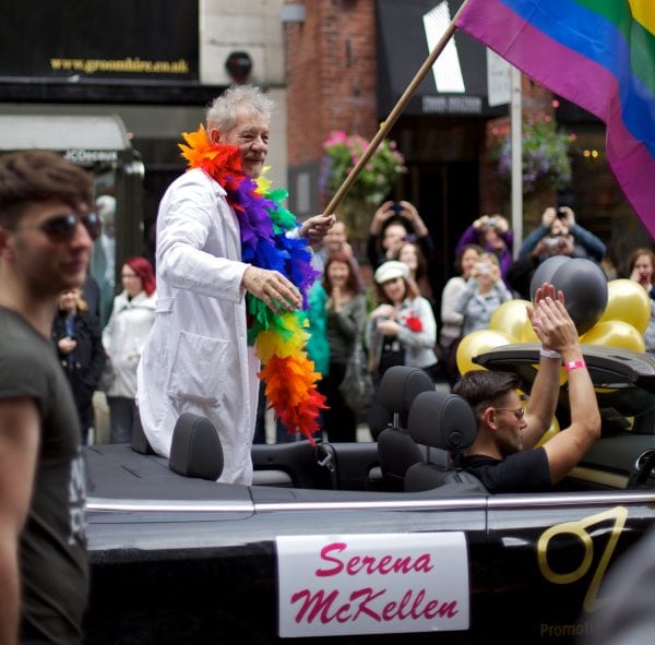 Serena (Sir Ian) McKellen led this year's pride parade through Manchester City Centre. Photo: binaryape @Flickr.