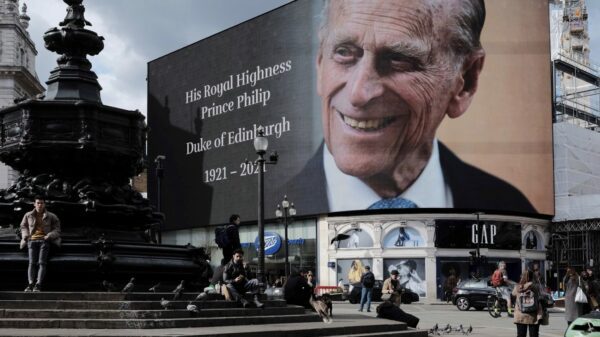 Prince Philip death announcement. Stock shot.