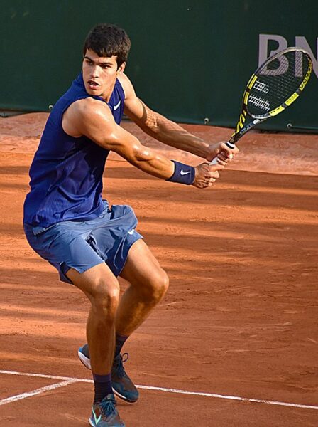 Carlos Alcaraz playing at the French Open