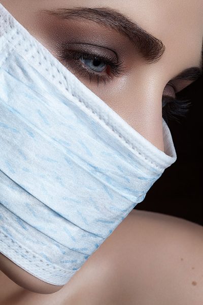 model in surgical mask