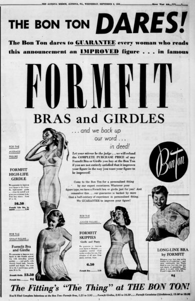 Vintage Formfit lingerie print ad 1950 - bra, girdle - sweetheart