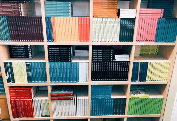 Comma Press publishing house bookshelves