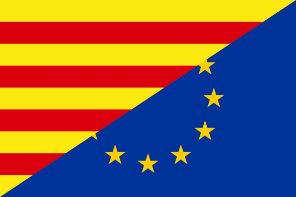 Catalonia flag EU flag Image: Madden @Wikimedia Commons