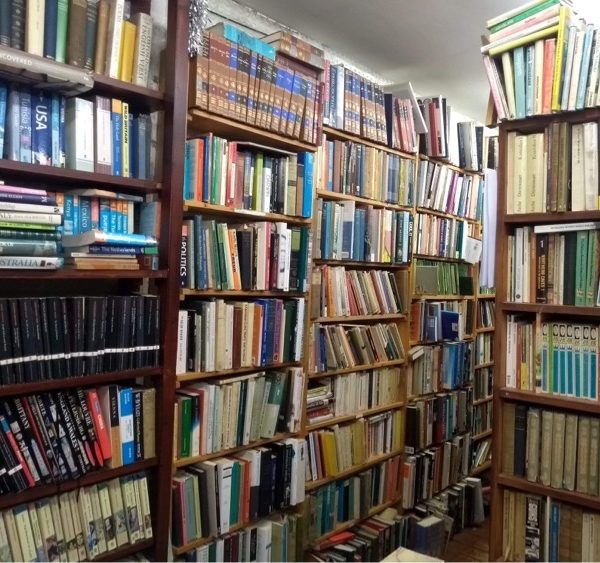 Photo of bookshelves in a secondhand bookshop