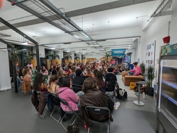 Image: A picture of the audience at Fem Soc's Barbie talk