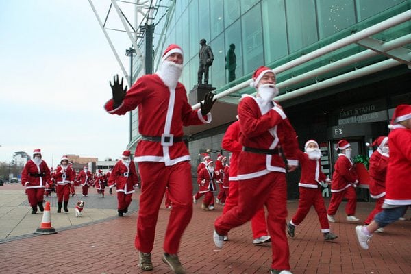 Charity Santa fun run at Manchester United's Old Trafford. Photo: Howard Lake @Flickr