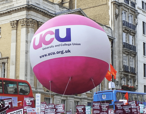 UCU balloon, university and college union.