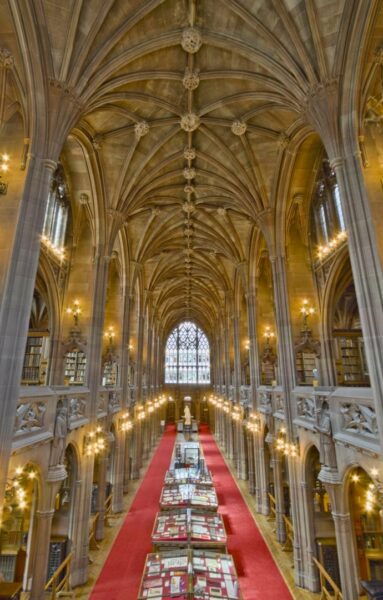 The John Rylands Library, which is part of Manchester University. Located in Manchester, Lancashire, England, UK. Photo: Mdbeckwith @Commons Wikimedia