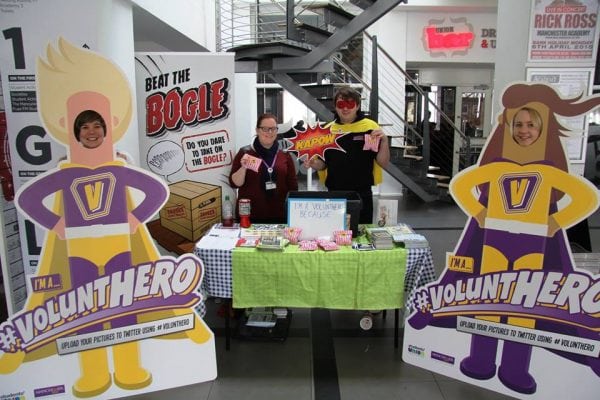 The superhero themed photo booth in the Students' Union Foyer this Monday Fun Day. Photo: University of Manchester Students' Union